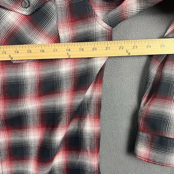 Dixxon Flannel Shirt Mens Medium Equalizer Red Plaid Flannel Long Sleeve - Picture 4 of 5